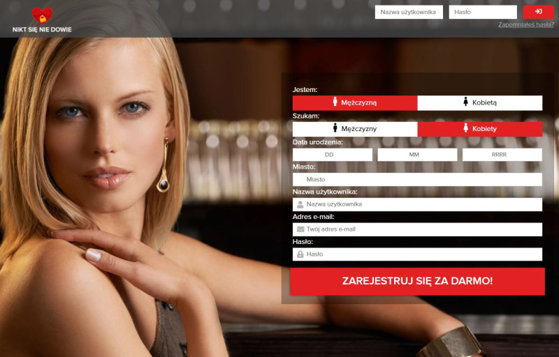 Formularz rejestracyjny. Portal NiktSieNieDowie